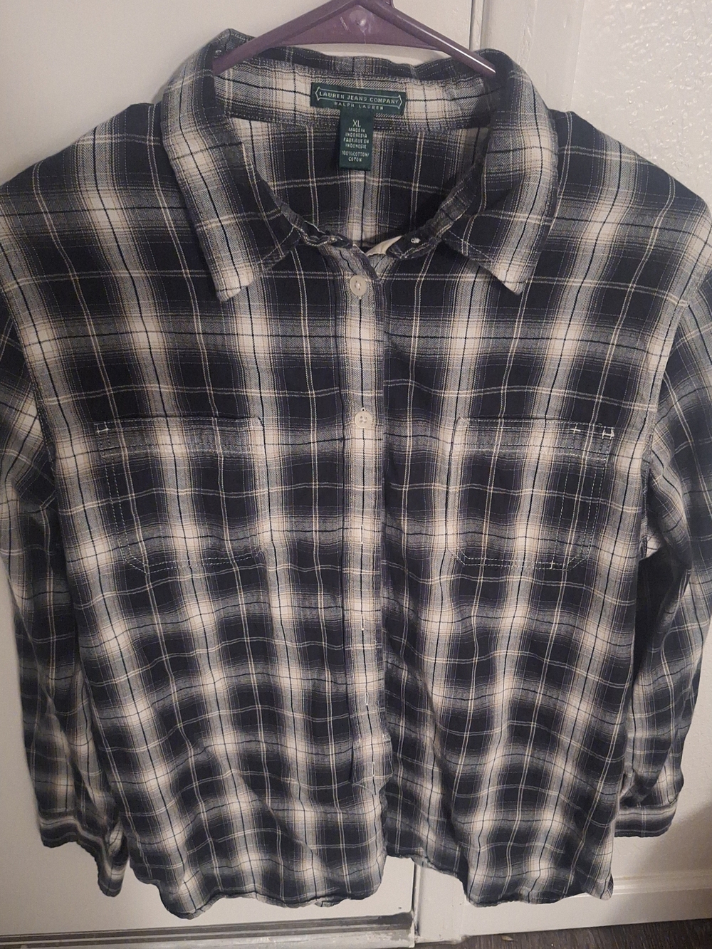 Ralph Lauren Black & White Plaid Button-Down Shirt